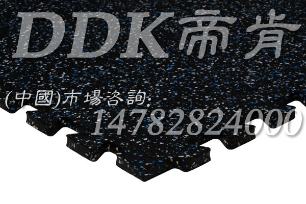 【齒扣式健身房自由力量區橡膠地墊】藍白碎點齒扣式健身房橡膠墊